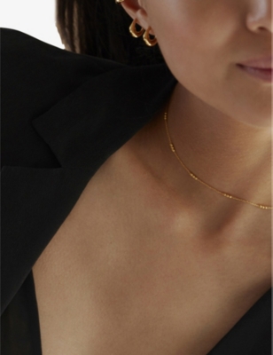 Monica Vinader Triple-beaded 18ct Recycled Gold-plated Vermeil Sterling-silver Choker Necklace In Gold