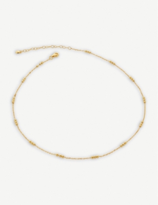 Monica Vinader Triple-beaded 18ct Recycled Gold-plated Vermeil Sterling-silver Necklace