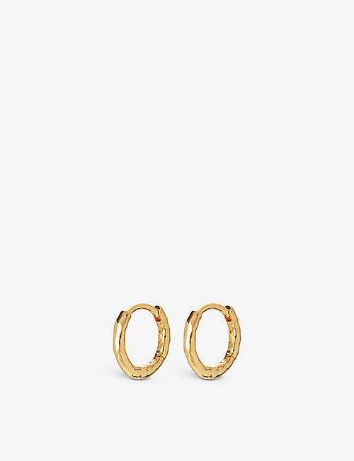 MONICA VINADER: Ziggy hammered recycled 18ct yellow gold-plated vermeil on sterling silver huggie earrings