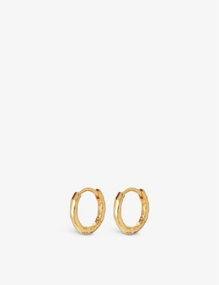 Monica Vinader Ziggy Hammered Recycled 18ct Yellow Gold-plated Vermeil On Sterling Silver Huggie Earrings