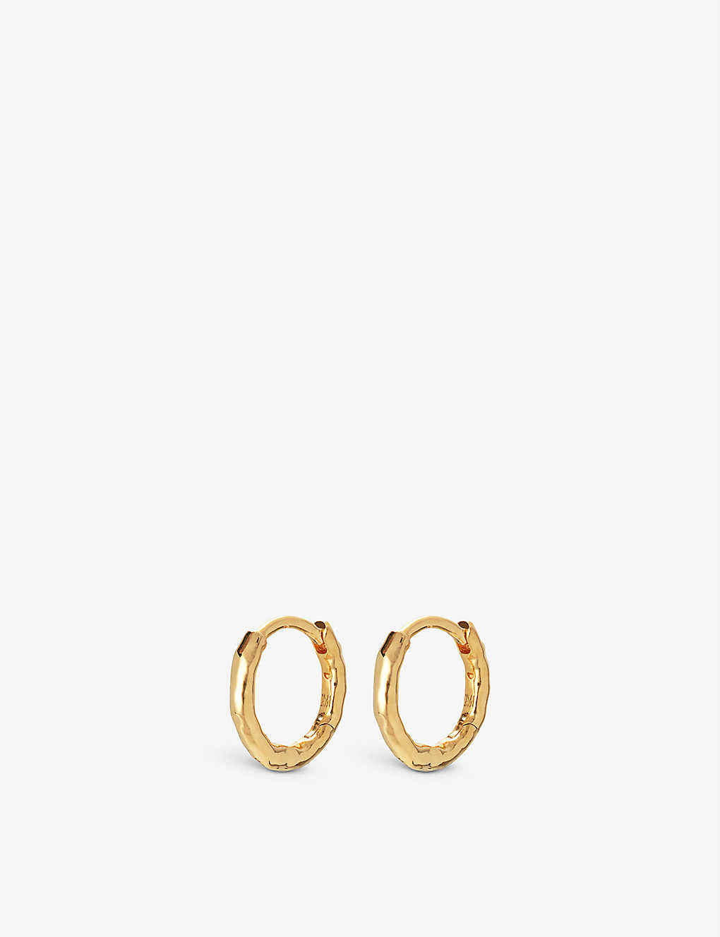 Monica Vinader Ziggy Hammered Recycled 18ct Yellow Gold-plated Vermeil On Sterling Silver Huggie Earrings