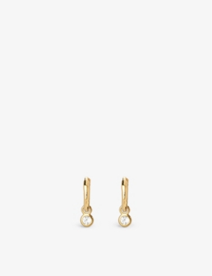 MONICA VINADER: 18ct yellow gold-plated vermeil sterling silver and white topaz huggie earrings