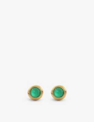 Monica Vinader Siren Mini Gem Recycled 18ct Yellow-gold Plated Vermeil Sterling-silver And Green Onyx Stud Earrings