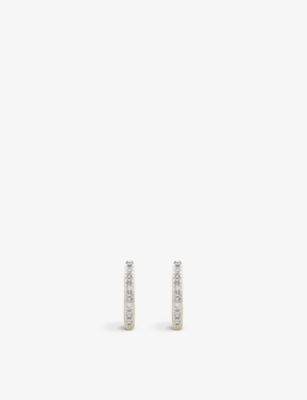 Monica Vinader Riva Mini 18ct Yellow Gold-plated Vermeil Sterling Silver And 0.02ct Diamond Huggie Earrings In Gold