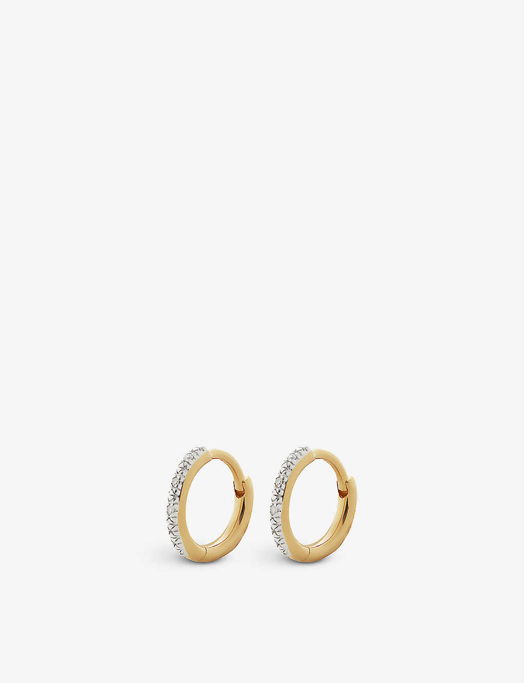 Monica Vinader Riva Mini 18ct Yellow Gold-plated Vermeil Sterling Silver And 0.02ct Diamond Huggie Earrings