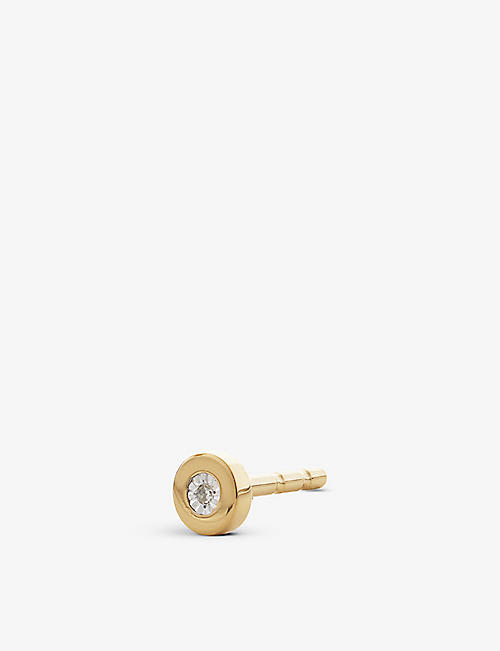 MONICA VINADER: Linear 18ct yellow gold-plated vermeil silver and diamond single stud earring