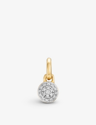 Monica Vinader Fiji Mini Button 18ct Yellow Gold-plated Vermeil Sterling-silver And Diamond Pendant Charm In Gold
