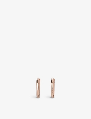 Monica Vinader Ziggy Hammered Recycled 18ct Rose Gold-plated Vermeil On Sterling Silver Huggie Earrings In Rose Gold