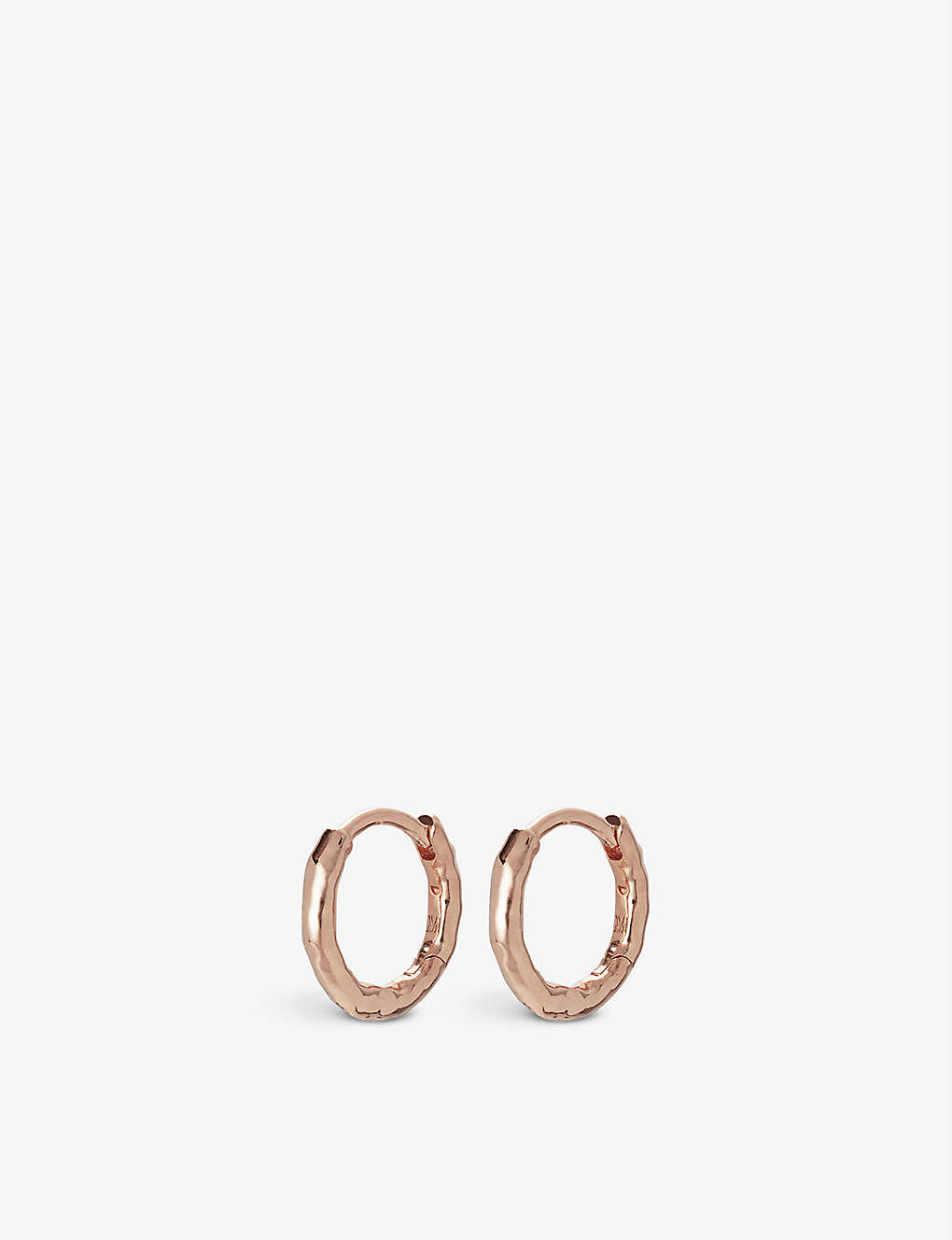 Monica Vinader Ziggy Hammered Recycled 18ct Rose Gold-plated Vermeil On Sterling Silver Huggie Earrings