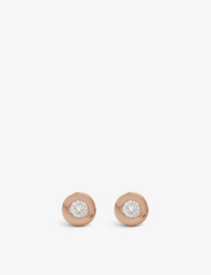 MONICA VINADER LINEAR 18CT ROSE GOLD-PLATED VERMEIL STERLING-SILVER AND WHITE DIAMOND STUD EARRINGS,R03764004
