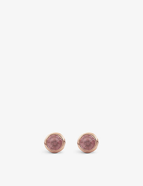 MONICA VINADER: Siren Mini Gem recycled 18ct rose-gold plated vermeil sterling-silver and pink tourmaline stud earrings