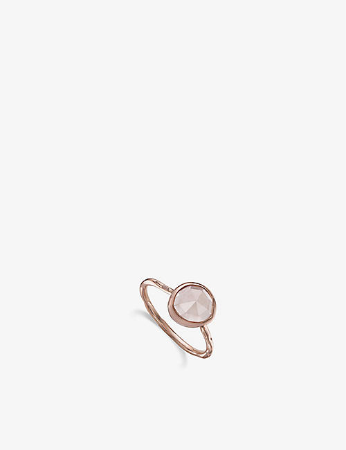 MONICA VINADER: Siren recycled 18ct rose gold-plated vermeil on sterling silver and rose quartz ring