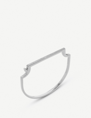 MONICA VINADER: Signature skinny sterling silver and 0.35ct white-diamond bangle