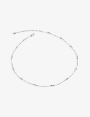 Shop Monica Vinader Womens Silver Beaded Sterling Silver Chain Necklace