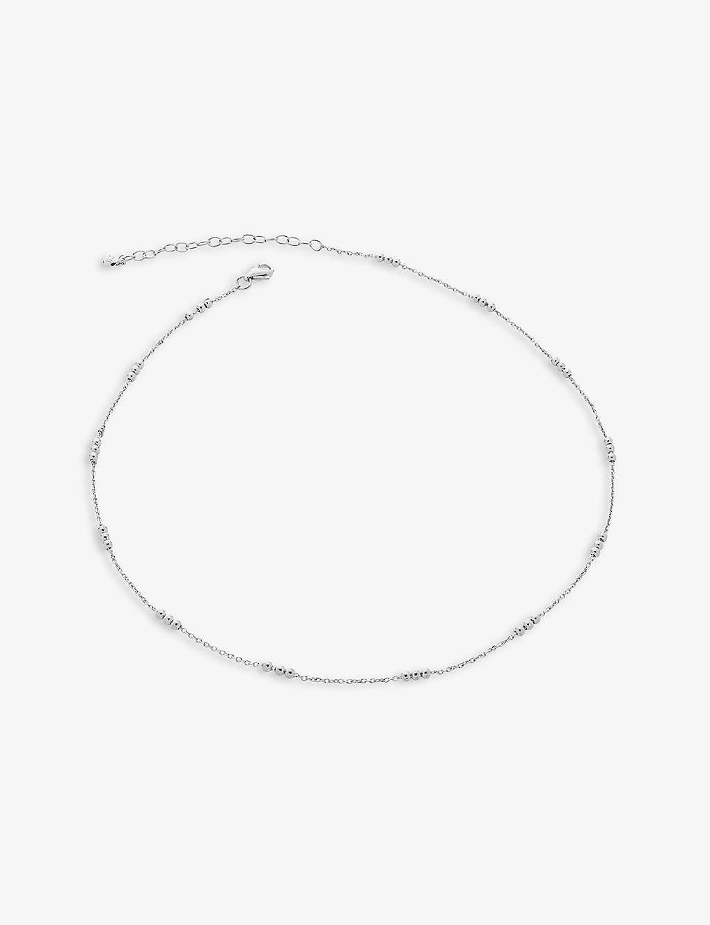 Shop Monica Vinader Womens Silver Beaded Sterling Silver Chain Necklace