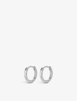 Monica Vinader Ziggy Hammered Recycled-sterling Silver Huggie Earrings In Silver
