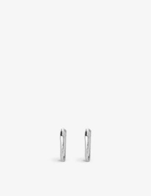 Shop Monica Vinader Womens Silver Ziggy Hammered Recycled-sterling Silver Huggie Earrings