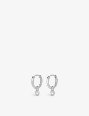 Shop Monica Vinader Womens White Sterling Silver And White Topaz Huggie Earrings