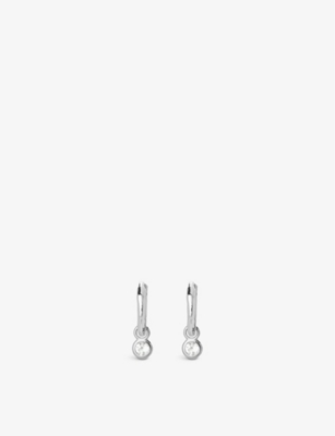 Shop Monica Vinader Womens White Sterling Silver And White Topaz Huggie Earrings