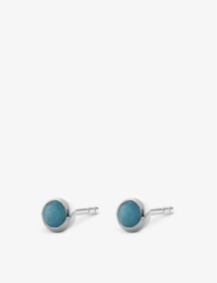 Shop Monica Vinader Womens Turquoise Siren Mini Gem Recycled 18ct Sterling-silver And Turquoise Stud Earr