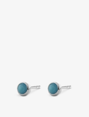 MONICA VINADER WOMENS SIREN MINI GEM 18CT STERLING-SILVER AND TURQUOISE STUD EARRINGS 46047568