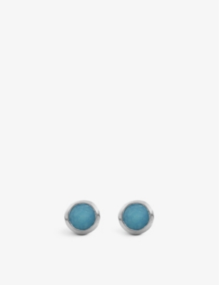 Shop Monica Vinader Womens Turquoise Siren Mini Gem Recycled 18ct Sterling-silver And Turquoise Stud Earr