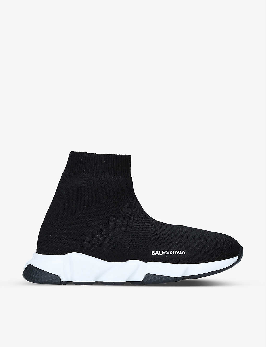 Shop Balenciaga Kids' Speed Mid-top Knitted Trainers In Black