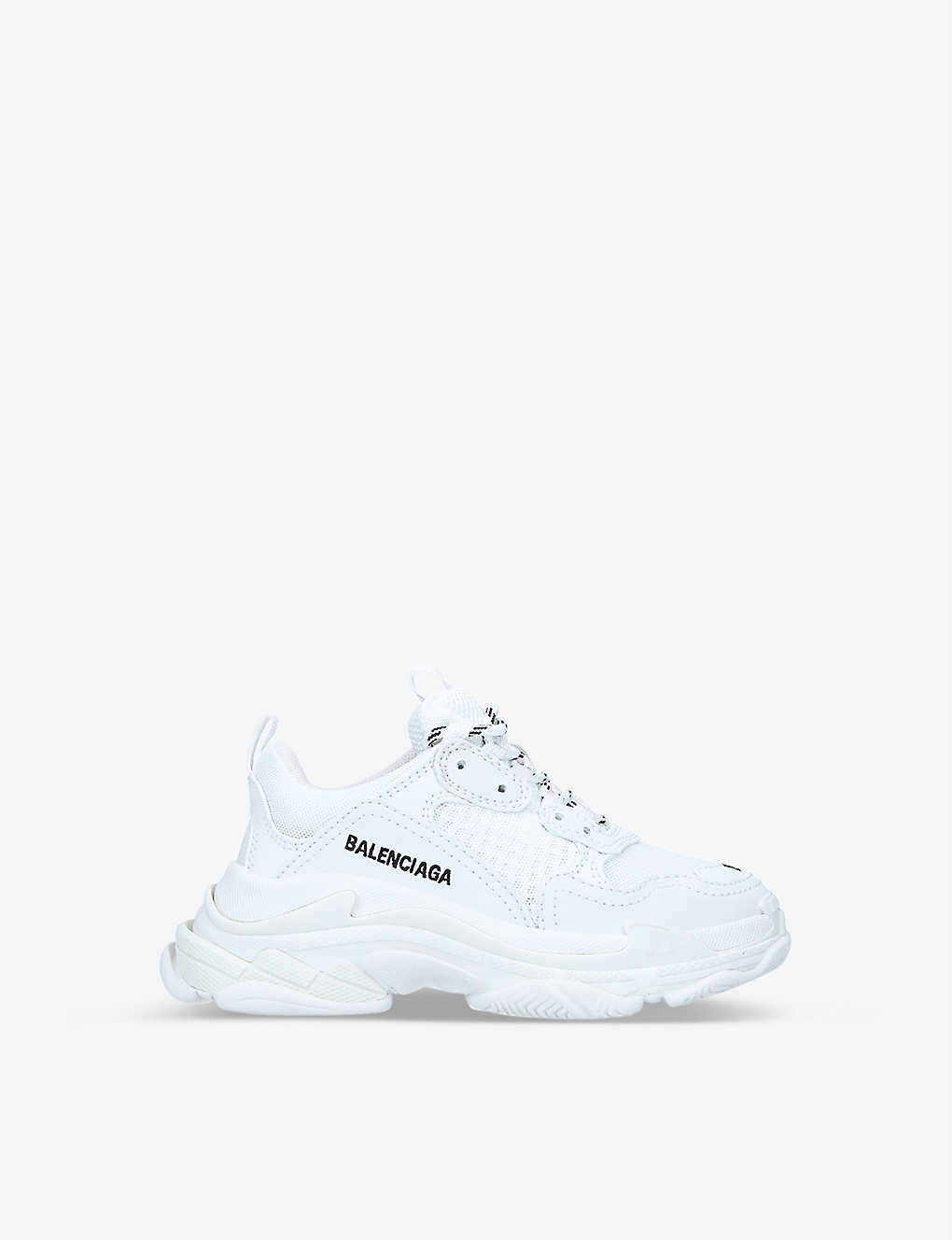 Balenciaga Kids' Triple S Mesh And Leather Trainers 4-7 Years In White