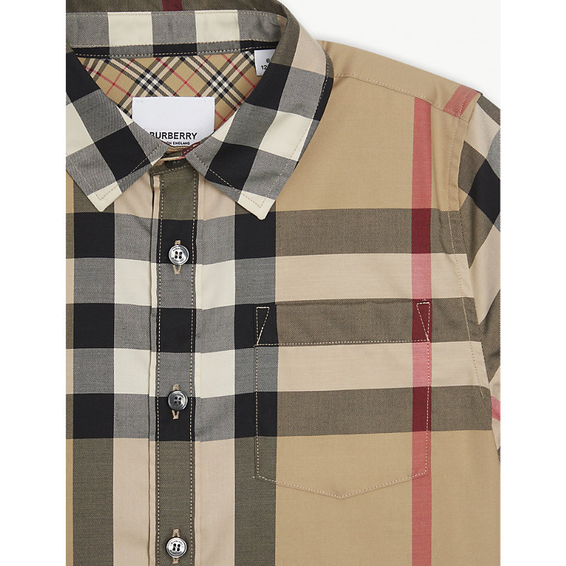 Shop Burberry Boys Archive Beige Kids Owen Checked Cotton Shirt 3-14 Years In Multi-coloured
