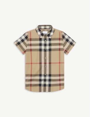 BURBERRY: Owen checked cotton shirt 3-14 years