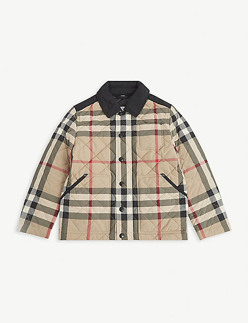 BURBERRY: Renfred check-print quilted jacket 3-14 years
