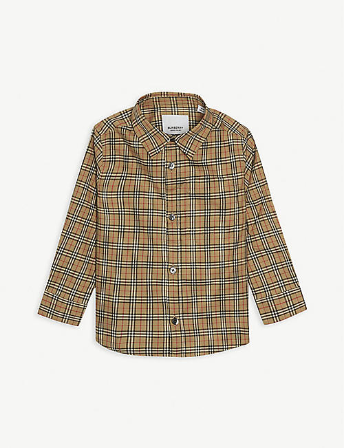 BURBERRY: Owen checked cotton shirt 6 months – 8 years