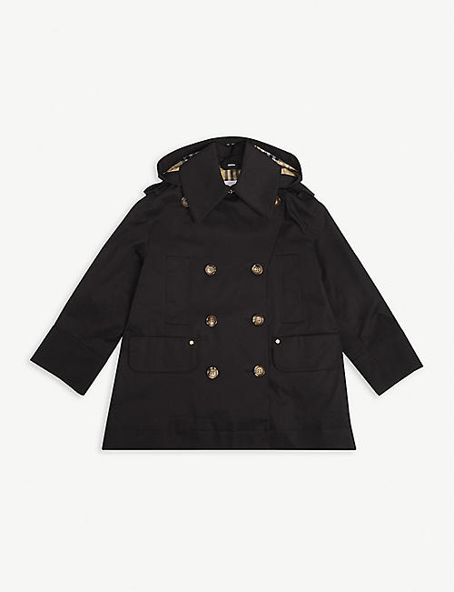 BURBERRY: Merel detachable-hooded cotton trench coat 4-14 years