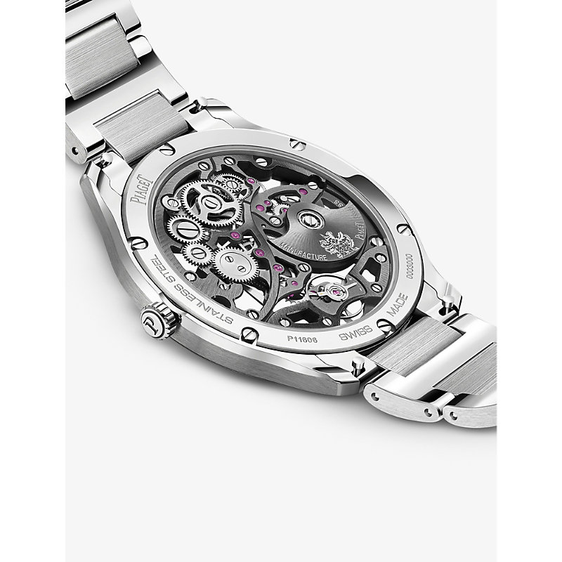 Shop Piaget Men's Silver G0a45001 Polo Skeleton Stainless-steel Automatic Watch