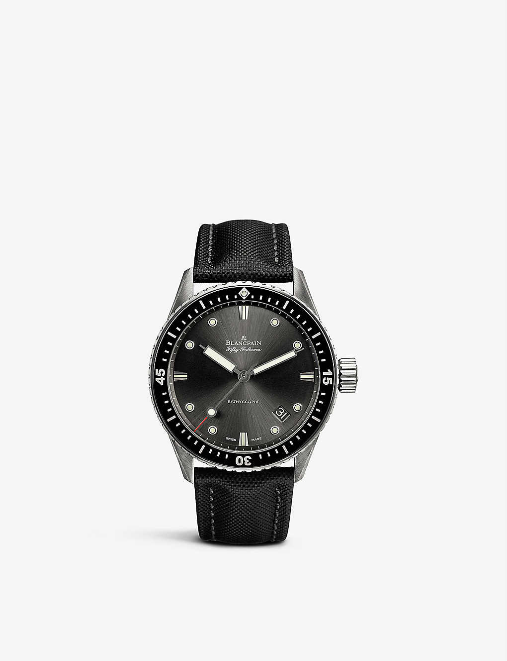 Blancpain 5000 1110 B52a Fifty Fathoms Canvas And Stainless-steel Automatic Watch In Black