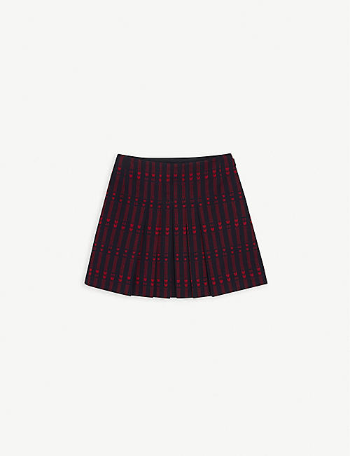 GUCCI: Logo-embroidered pleated cotton skirt 8-12 years