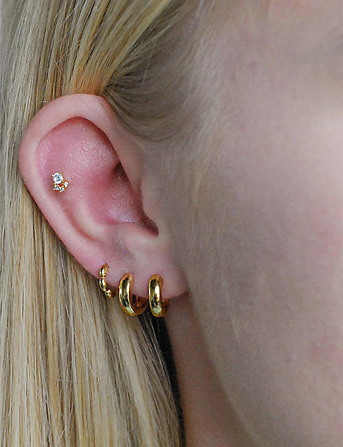 Earrings for Her Recycled Birthday Gift Gold Fan Earrings First Earrings Gold Plated Unique Oriental Earrings Small Earrings