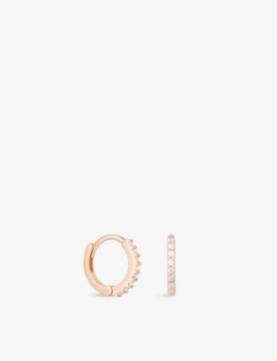 Astrid & Miyu Crystal 18ct Rose Gold-plated Sterling Silver And Cubic Zirconia Huggie Earrings