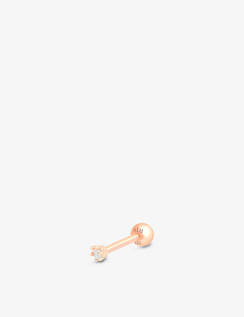 ASTRID & MIYU: Flora Tiny Barbell 18ct rose gold-plated sterling silver and zirconia stud earring
