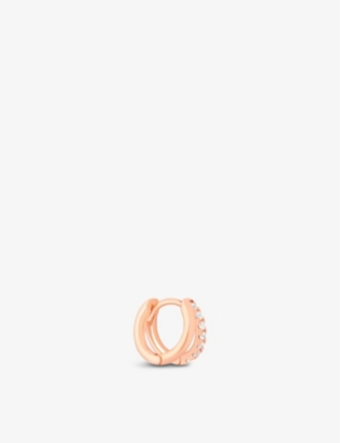 Astrid & Miyu Illusion Clicker 18ct Rose Gold-plated Sterling Silver And Zirconia Hoop Earring In Rose Gold