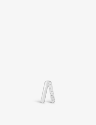 Astrid & Miyu Illusion Clicker Sterling Silver And Zirconia Hoop Earring In Silver
