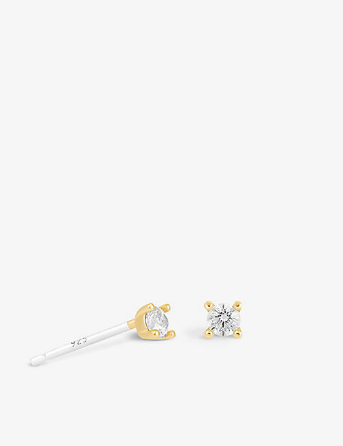 ASTRID & MIYU: Mystic Simple 18ct gold-plated sterling silver and zirconia stud earrings