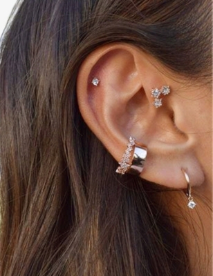 ASTRID & MIYU: Mystic Simple 18ct rose gold-plated sterling silver and zirconia stud earrings