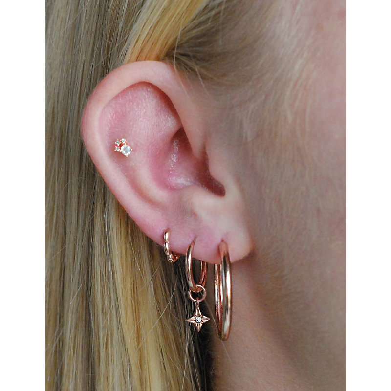Shop Astrid & Miyu Women's Rose Gold Simple 18ct Rose Gold-plated Sterling Silver Hoop Earrings