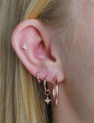 ASTRID & MIYU: Simple 18ct rose gold-plated sterling silver hoop earrings