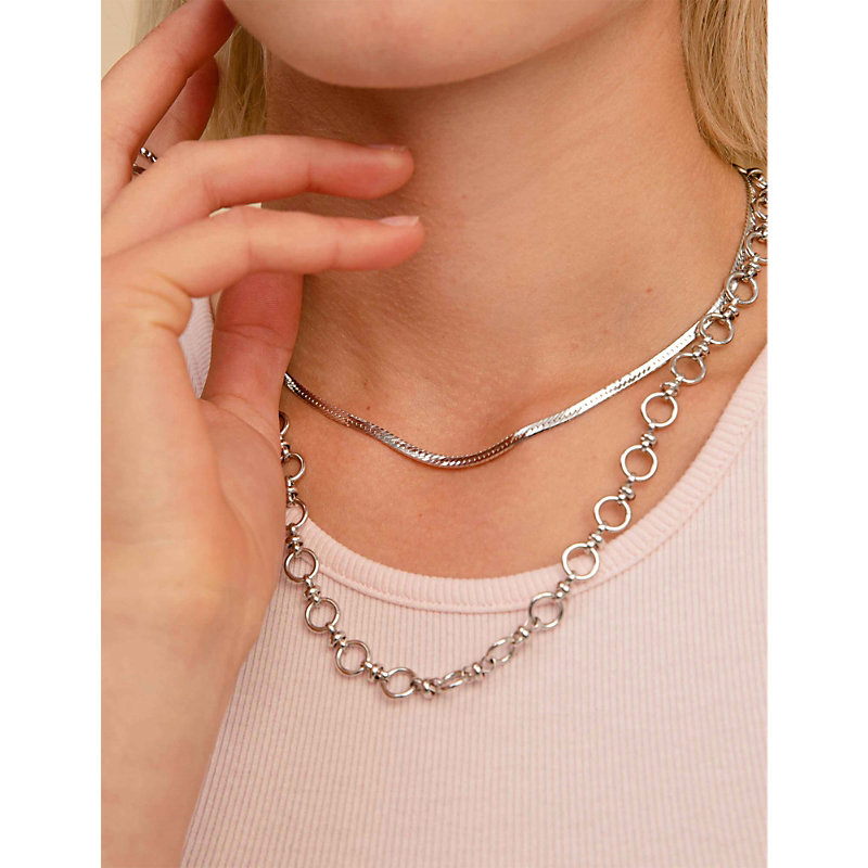 Shop Astrid & Miyu Women's Silver Snake Rhodium-plated Brass Necklace