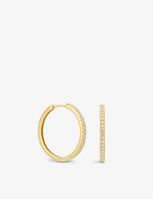 ASTRID & MIYU: Crystal 18ct yellow gold-plated sterling silver and cubic zirconia hoop earrings