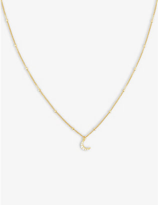 ASTRID & MIYU: Mystic Moon 18ct yellow gold-plated sterling-silver and cubic zirconia pendant necklace