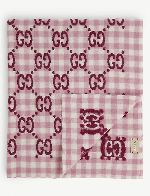 GUCCI: Logo-embroidered wool-blend blanket