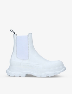 Alexander Mcqueen White Leather Chelsea Boots In White